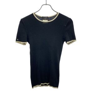 Chanel 1995ss Short Sleeve Rib Knit Tops P06382v00278 Black 42